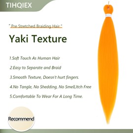 Orange Braiding Hair Pre Stretched 30 Inch 3 Packs Braiding Hair Extension Pre Stretched Braiding Hair Professional Synthetic Hair For Braiding Crochet Twist Braids Soft Yaki Texture(30",Orange-3P)
