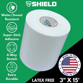 Shield Turf Tape Youth Kit Football | Turf Tape Football, USA Made, 3 Inch Size, 4-Way Stretch Flexibility, Waterproof, Reflex Stretch Tape, Black (White)