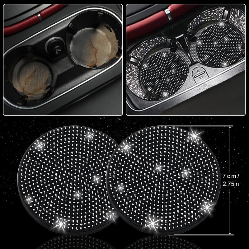 NBTEPEM 30 Pcs Black Bling Car Accessories Set for Women,