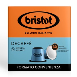 Bristot Decaffeinated Medium Roast Espresso Capsules Compatible with Nespresso Original Machines | Pack of 30