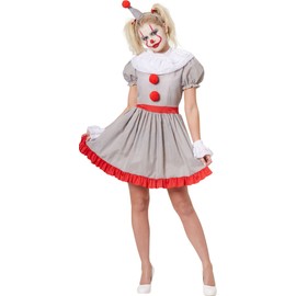 Vintage Horror Clown Girl Women's Costume Large 14-16 Gray