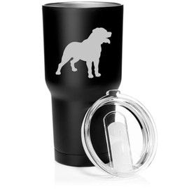 Smooth Body Tumbler Stainless Steel Vacuum Insulated Travel Mug Cup Gift Rottweiler (Black, 30 oz)