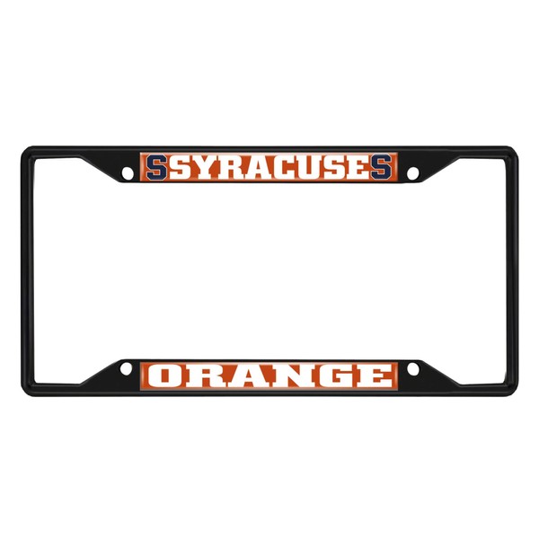 FANMATS 31282 Syracuse Orange Metal License Plate Frame Black Finish