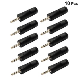 KONTONTY 10pcs Microphone Adapter Plated Audio Adapters for Smartphones Tablets and Audio Equipment and Portable Stereo Connectors Black