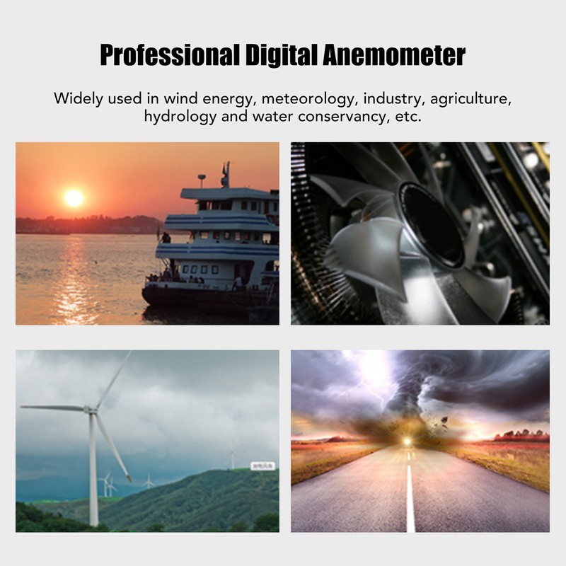 Digital Anemometer 5 Blades Small Resistance Fast Accurate Measurement Air