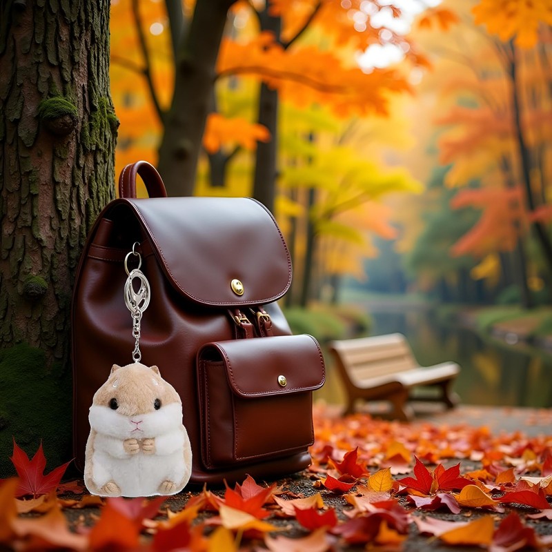 Khaki Cute Plush Hamster Keychain Plush Keychain Charms Wallet Backpack