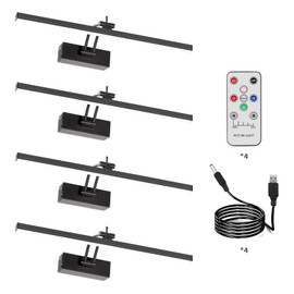 4 Pack Battery Picture Lights, 5200mAh Rechargeable Picture Lights with Remote Timer & Dimmable, CRI95+ 16" Adjustable Art Light for Paintings Display, Frame, Gallery, Wall Art Accent Light, Black