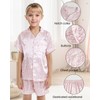 JiAmy Pyjamas Girls Satin Short Sleeve Children's Pyjamas Summer Button-Down