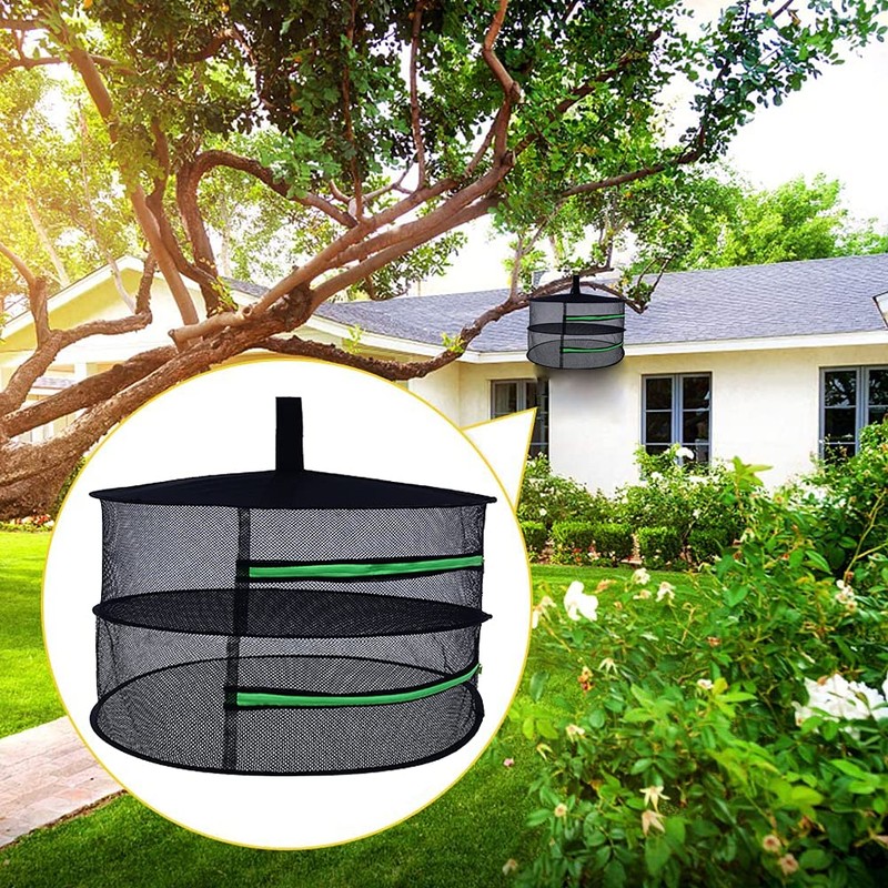 Herb Drying Net with Zip, 2 Layers Herb Dryer Hanging,