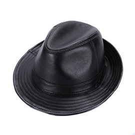 Sandy Ting Sheepskin Leather hat Classic Cowboy Fedora Hat (X-large/23-24in) Black