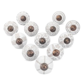 Ajuny White Ceramic Knobs for Cabinet Dresser Door Drawer and Furniture Pulls for Cupboard Kitchen Bathroom Drawers Handmade Pottery Decorative Knob Pack of 12