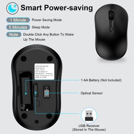 USB Wireless Mouse Computer Mouse with USB Nano Receiver for Laptop PC Mac, 2.4GHz Cordless Gaming Mice with 4 Buttons, Adjustable 2400 DPI, Ergonomic Portable Optical Mice for Mac/Tablet/Windows