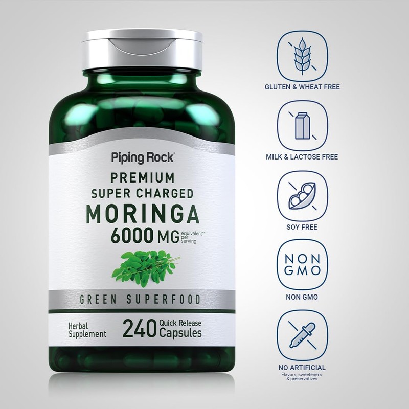 Piping Rock Moringa Oleifera Capsules 6000mg | 240 Count |