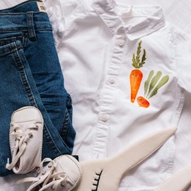 Stickly Iron-On Transfers Vegetables A5 Set for Textiles, 2 Sheets for Iron-on, Decoration, Repair of T-Shirts, Jeans, Jackets, Avocado, Pumpkin, Carrot Patches for Children, Babies