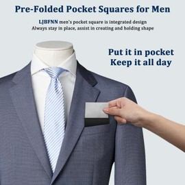 LJBFNN Pocket Squares for Men, Prefolded Mens Handkerchiefs Flat Handkerchief Pocket Square on Card for Suit Accessories (Grey)