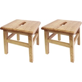 eHemco Solid Hardwood Step Stool for Adults and Kids, 12.25 Inches, Natural, Set of 2