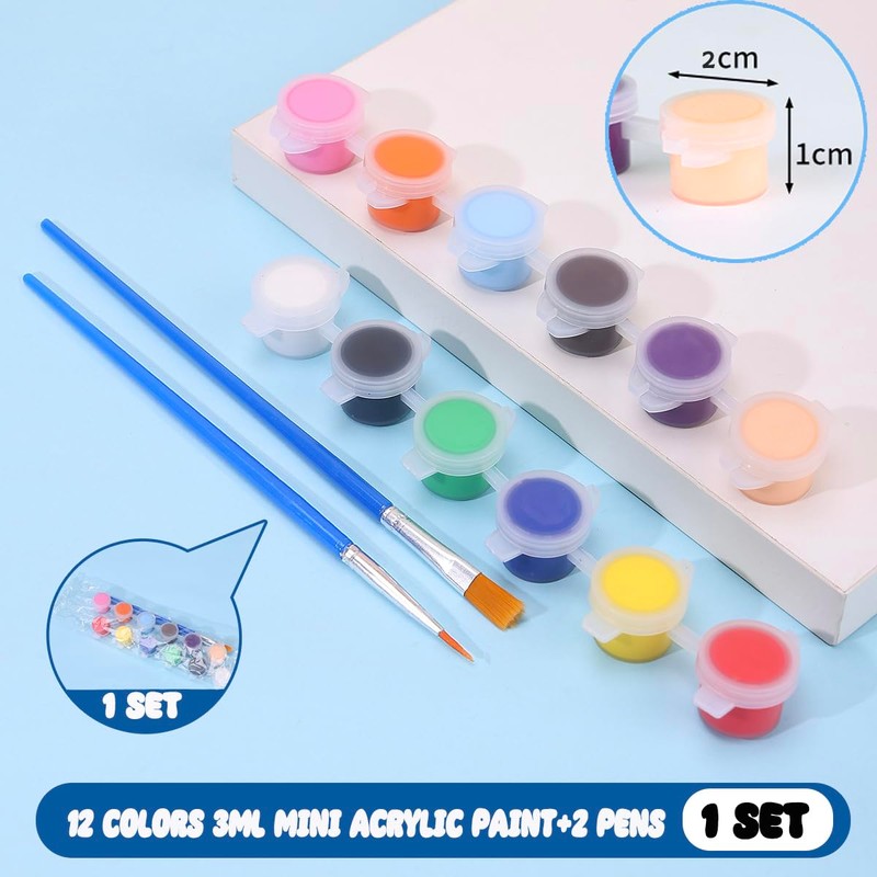 20 Pack Mini Acrylic Paint Set, 12 Colors Washable Paint