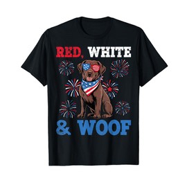 Red White And Woof Labrador Retriever Dog 4th of July T-Shirt for Men Women