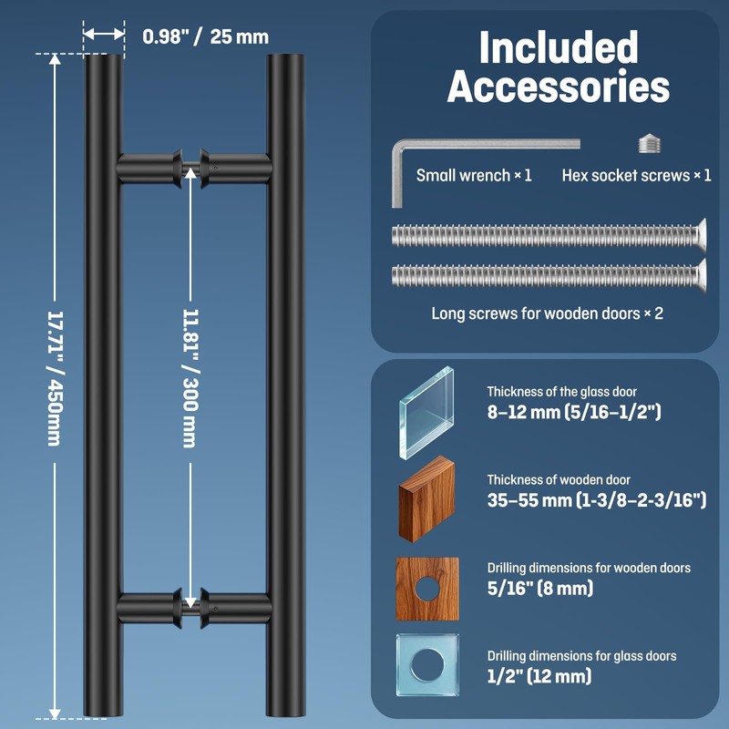 Ranbo Ladder Style 18" Push Pull Door Handle,Back to Back,