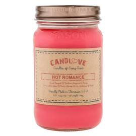 Candlove Scented 16oz Mason Jar Candle 100% Soy Made in The USA (Hot Romance)