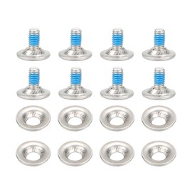 8 Set Snowboard Binding Screws, Stainless Steel Binding Screw Washer Snowboard Screw Set Snowboard Binding Mounting Screws Fixed Ski Accessories
