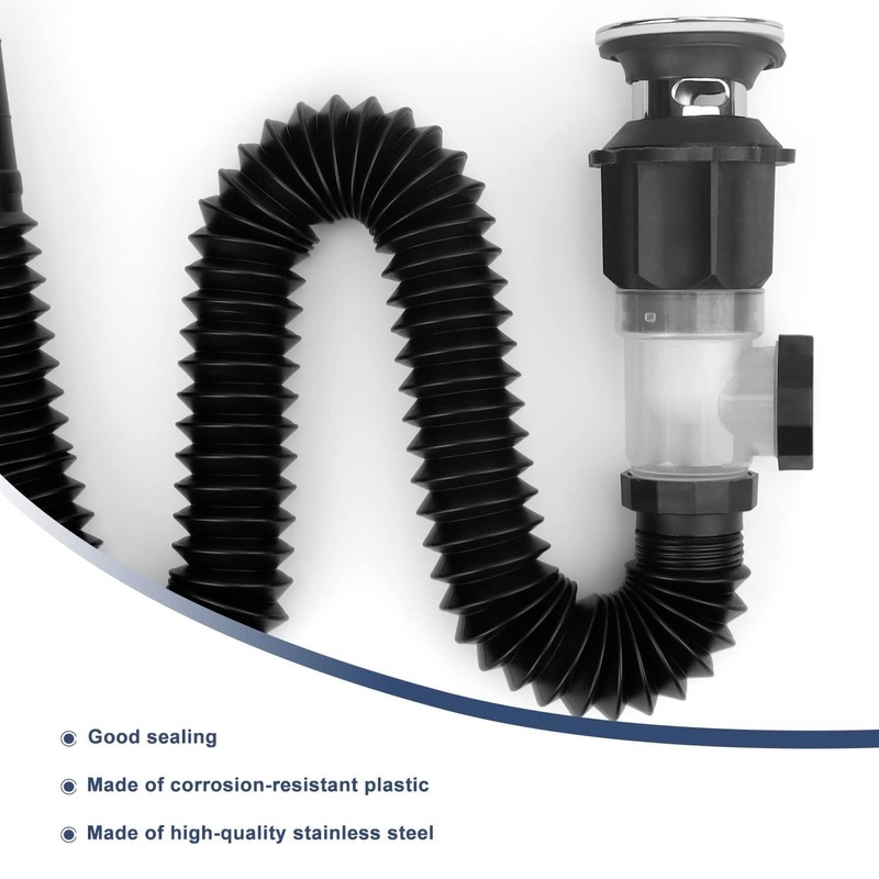 Flexible Drain Hose, CHSEROK Black Drain Fitting for Sink Drain