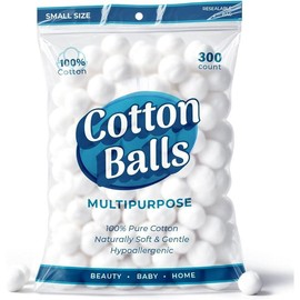 DecorRack 300 Small Cotton Balls for Make-Up, Nail Polish Removal, Pet Care, Applying Oil Lotion or Powder, Made from Pure & Natural Cotton, Soft and Absorbent for Household Needs (300 Count) Clean girl beginner - Size: 100 Pack - Large