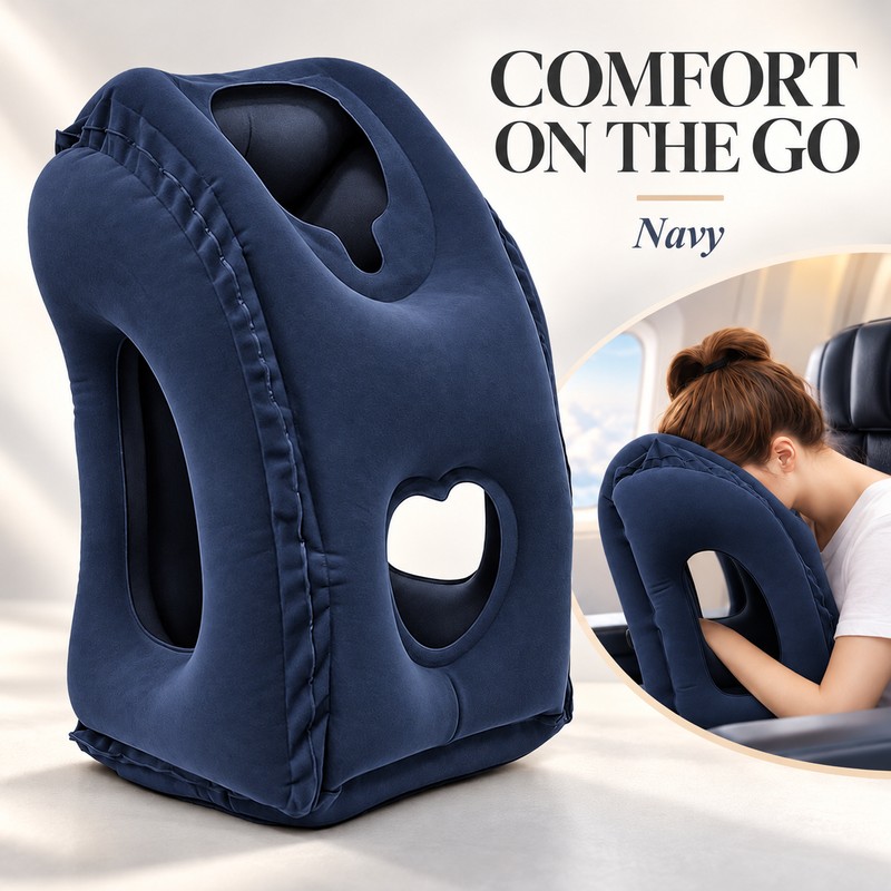 Inflatable Travel Pillow for Airplanes – Forward Leaning Head &
