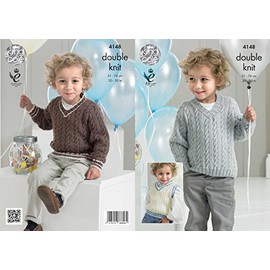King Cole 4148 Knitting Pattern Childs Slipover and Sweaters to Knit in Comfort DK