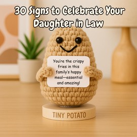 Daughter in Law Gifts for Mother’s Day - Positive Potato Crochet Doll with 30 Cute Cards - Funny Birthday or Mothers Day Gifts Ideas from Step Mother or Dad In-Law, Bonus Daughter Inlaw Gift for Women