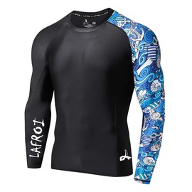 LAFROI Men's Long Sleeve UPF 50+ Baselayer Skins Performance Fit Compression Rash Guard-CLYYB Asym Fantasy Size LG