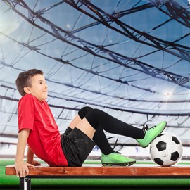 GRPSKCOS Children's Football Socks, 1 Pair, Men's Football Socks, Knee-Length, Breathable Football Socks for Tennis, Rugby, Hockey, Football Socks for Children, Men (#1 Black, 31-34)