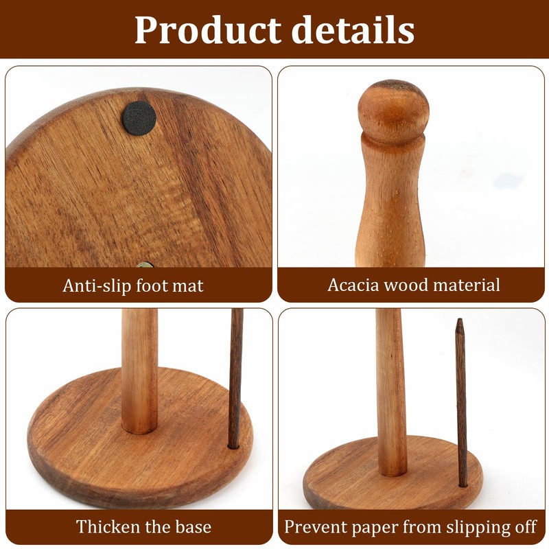 Acacia Wood Paper Towel Holder Countertop