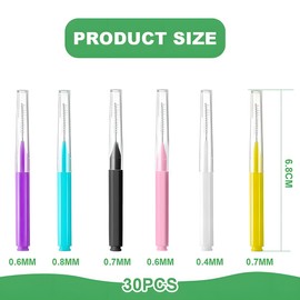 30 Stück Interdentalbürste, Interdentalreiniger mit flexiblem Hals zur Reinigung der Zahnzwischenräume (6 Farben)