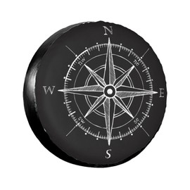 Compass Wind Rose Spare Tire Cover Travel Tire Wheel Covers Weatherproof Wheel Tire Protector Waterproof Dust-Proof Tyre Covers Universal Fit for Trailer RV SUV Truck Vehicle Car Camping 16 Inch