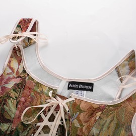 SCARLET DARKNESS Women's Renaissance Corset Top Vintage Floral Print Corsage Vest, Red Pink Flowers