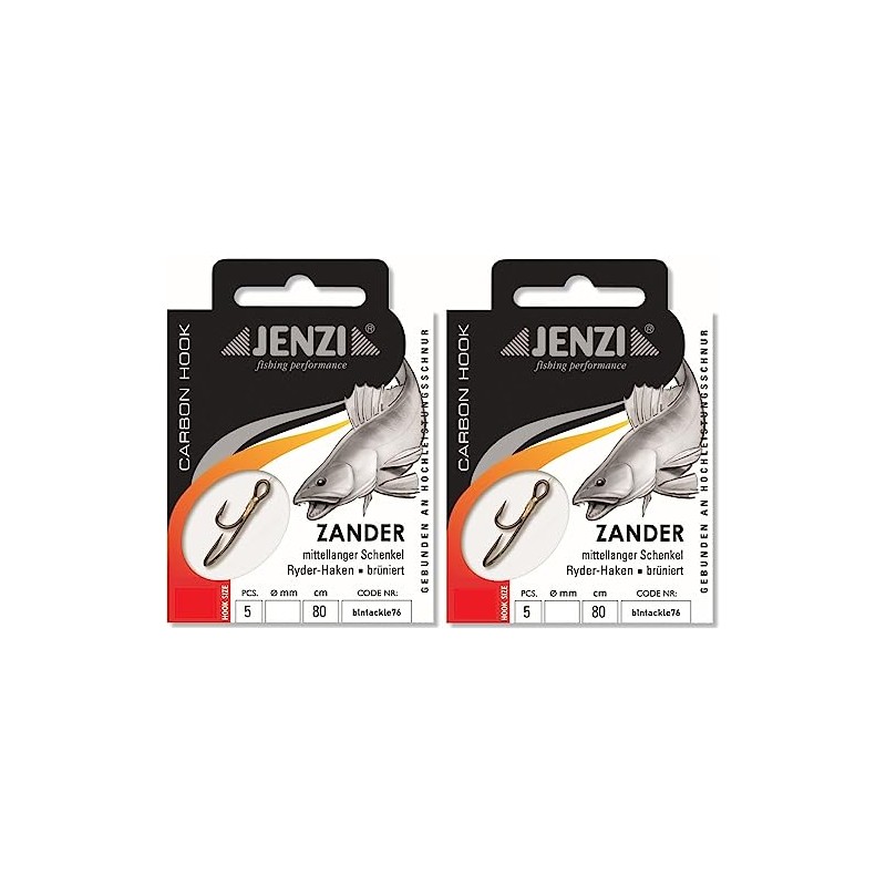 Set: 2 Packs JENZI Bound Zander Hooks Ryder Hooks (10