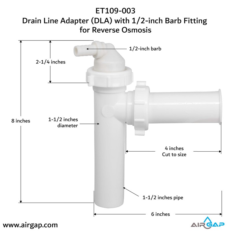 Drain Line Adapter (DLA) with 1/2-inch Barb Fitting (ET109-003, 9-50B,