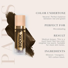 Biotek Brow Pigment for Permanent Makeup - Neutral Brown Color for Eyebrows - More Than Ever - Made in Italy - Paris 0,61 fl.oz.