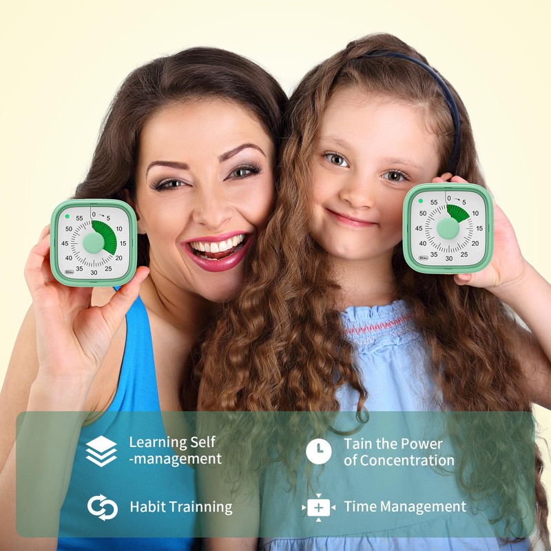 Visual Timer, Pomodoro Timers for Kids Adults, 60-Minute Countdown Desk