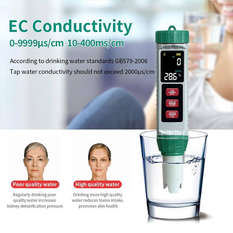 Tudoupeng pH Meter & Pool Salt Tester, Digital 5 in
