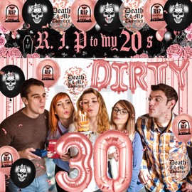 Dirty 30th Birthday Decorations for Her Rip to My 20s Banner Balloons Rip to My 20s Birthday Decorations Rose Gold Death to My 20s Rip Twenties Decorations Dirty 30 Birthday Supplies for Women