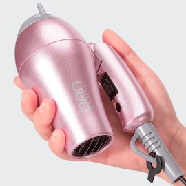 DAN Technology Travel Hair Dryer,Dual Voltage HairDryer,Mini Blow Dryer with Concentrator,Small Hair Dryer with Diffuser,European hairdryer with European Plug,Pink Blow Dryer for Women