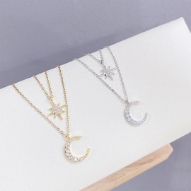 Moon and Star Necklace Set for Women - 1 Piece - Color: Gold