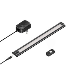 ledscom.de Siris LED Under-Unit Light Matte Black with Power Supply and Motion Sensor Flat 30 cm 368 lm Warm White