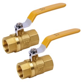 2 Pack 3/4 Inch Brass Ball Valve NPT Threaded, Heavy Duty Full Port Water Shut off Valve, Brass Plumbing Fitting, 3/4" Female NPT x 3/4" Female NPT, 600 WOG (Water, Oil and Gas)