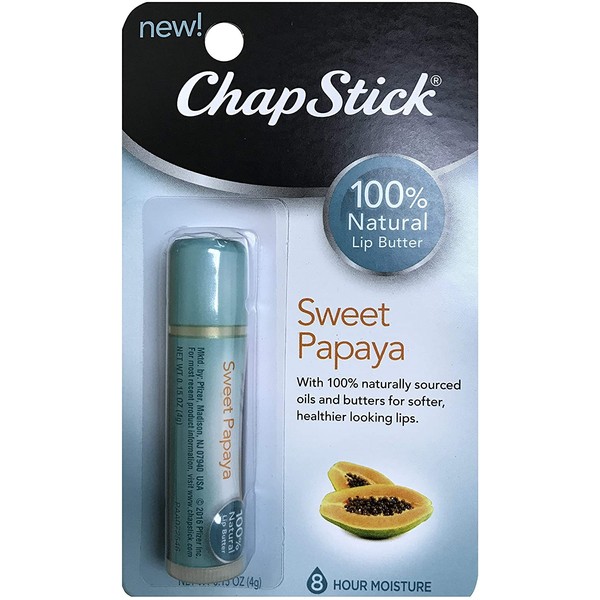 ChapStick 100% Natural Lip Butter Sweet Papaya 0.15 oz (Pack of 3)