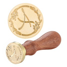 Yoption Handwritten Letter A Wax Seal Stamp, Vintage Initial Alphabet with Olive Branch Sealing Wax Stamp