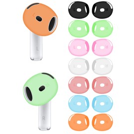 A-Focus [ Fit in Case ] Ear Tips Compatible with AirPods 4 Replacement Ultra Thin Add Grip Tips Anti Slip/Scratch Eartips Earbuds Cover Skin Accessories for New AirPod 4th Colorful 7 Pairs