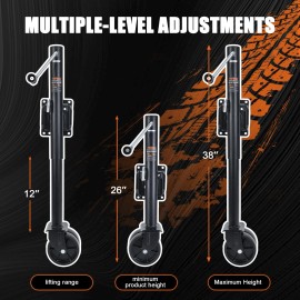 POPBULL 2000 Lbs Boat Trailer Jack with Wheels 6" Dual Wheels, 12" Lift Trailer Jack